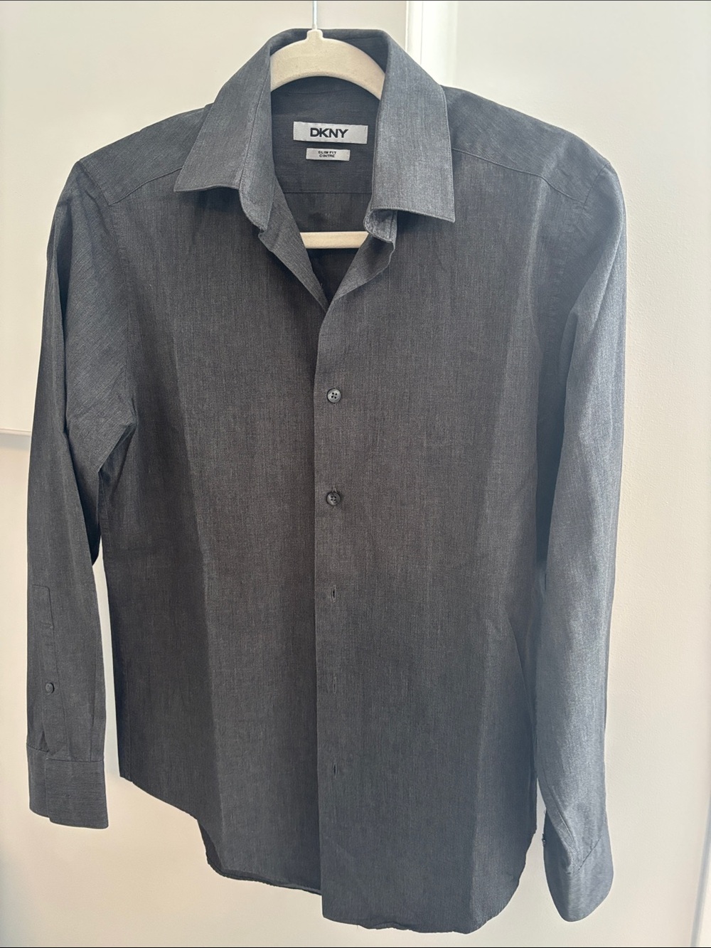DKNY Men’s Charcoal Gray Long-Sleeve Dress Shirt